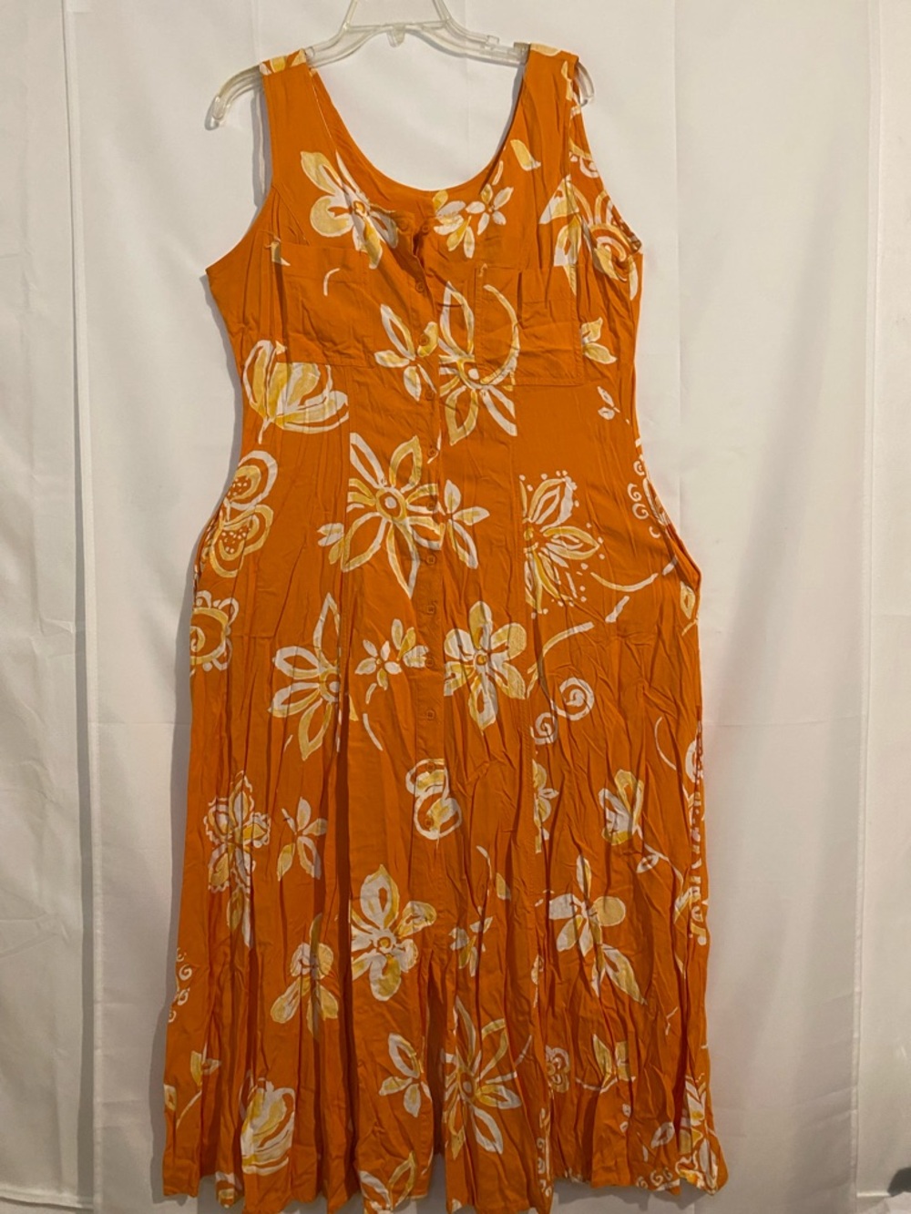 Sleeveless Orange Floral Maxi Dress - Lightweight Summer Style